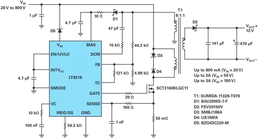 將600V輸入的隔離反激式控制器的電源電壓擴展至800V